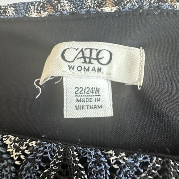 Cato Mini Sheath Dress Womens 22/24W Chevron Zig Zag Knit‎ Pullover Black Hem - Picture 5 of 8